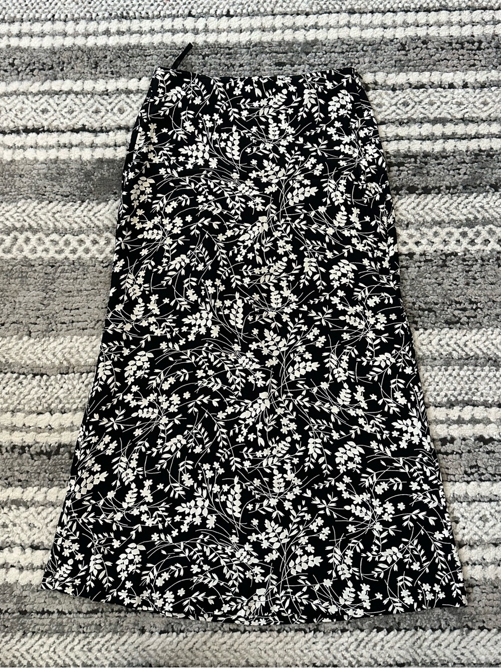 Esprit Black and White Floral Midi Skirt